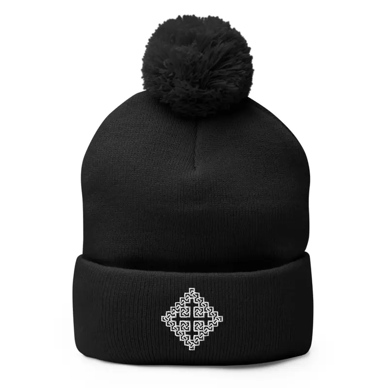 Ornate ⲓ Cross Pom Beanie