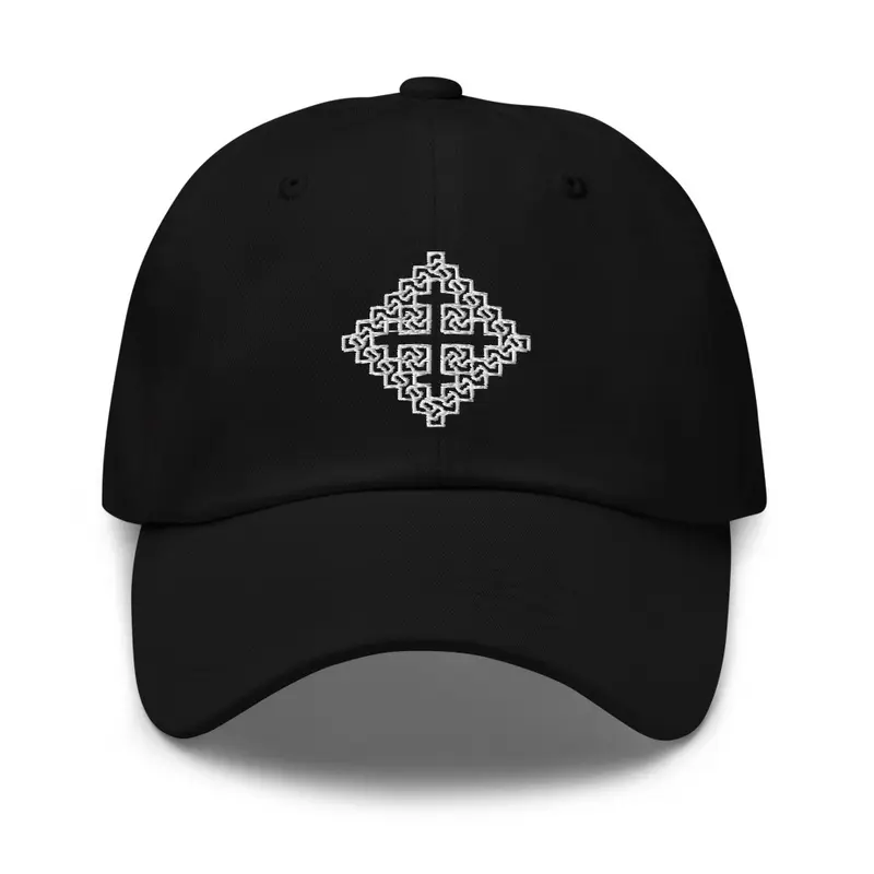 Ornate ⲓ Cross Dad Cap - White Outline