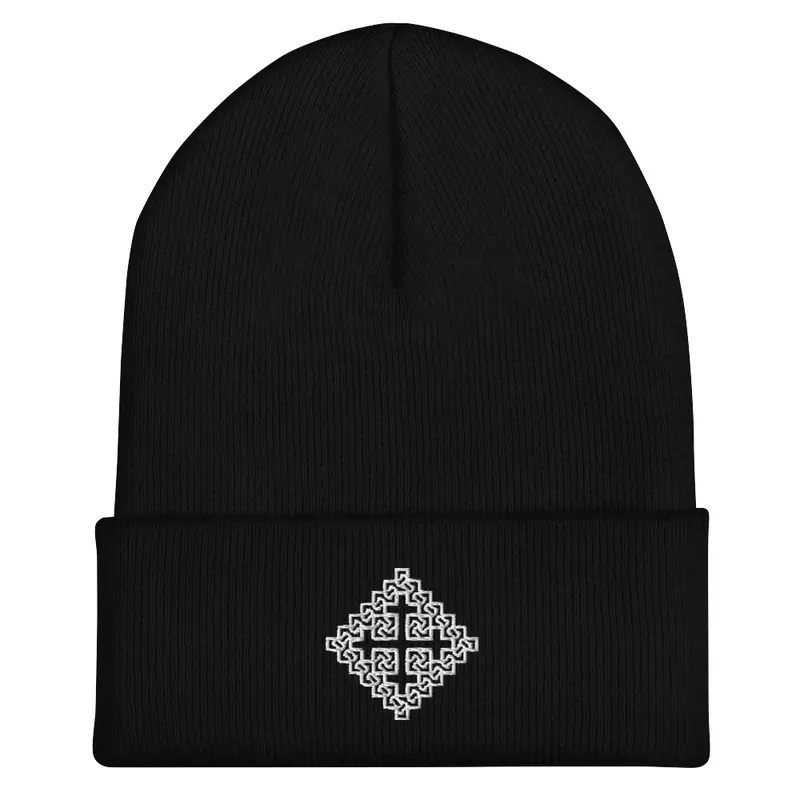 Ornate ⲓ Cross Beanie - White Outline